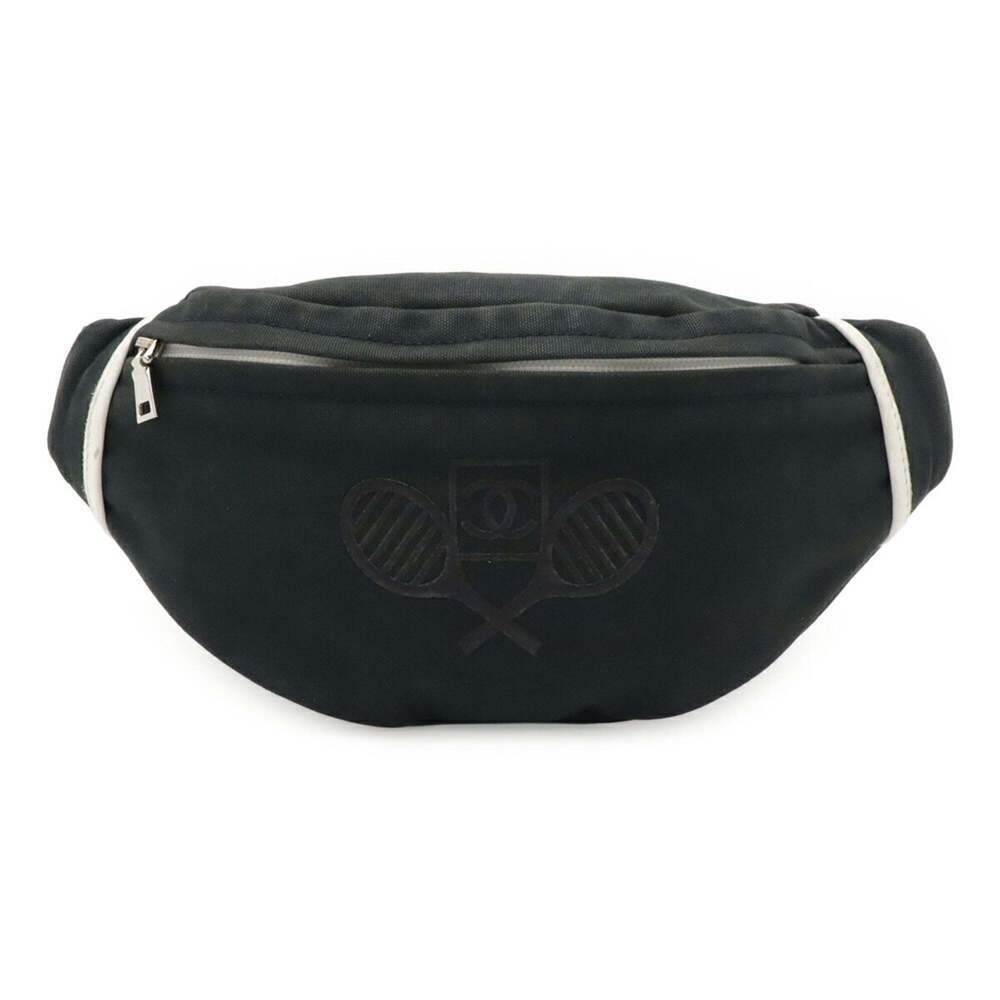 CHANEL White Canvas Logo Fanny Pack